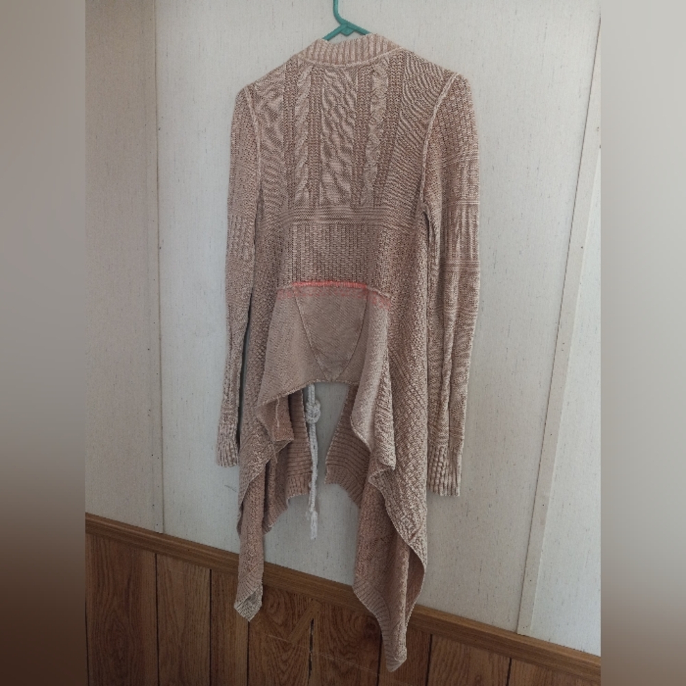 Beige Open-Front Knit Sweater - Picture 2 of 3